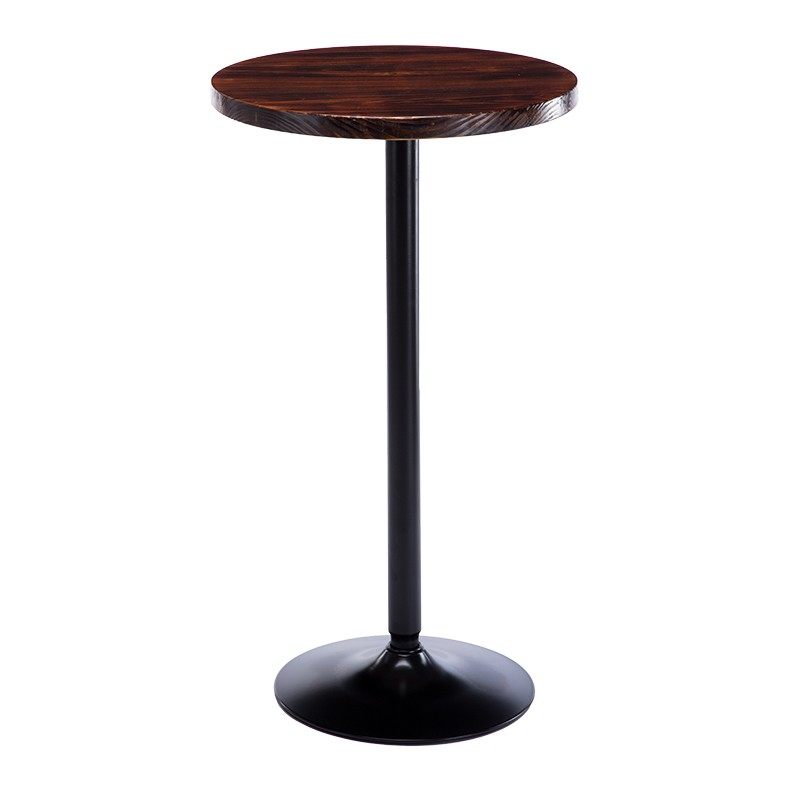 简约小吧台桌家用实木高脚圆桌子客厅咖啡厅北欧铁艺桌椅组合碳化