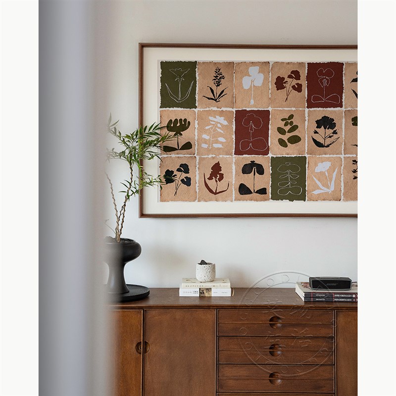 《花影绰约》2025年新款中古风装饰画客餐边柜挂画绿植花卉壁画