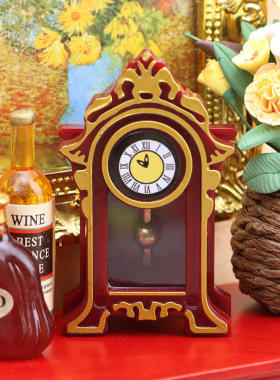 1:12迷你娃娃屋doll house工艺品模型配件古典复古老式座钟台钟