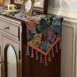 桌旗美式复古轻奢高级感餐桌布客厅茶几电视柜装饰盖布