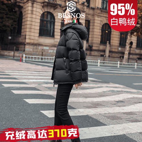 BESNOS女士短款极寒加厚羽绒服