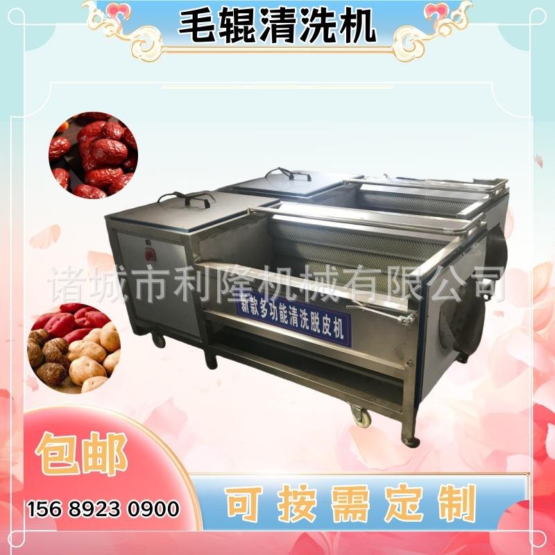 商用毛刷土豆清洗机红薯西洋参黄精清洗去皮设备全自动洗药机