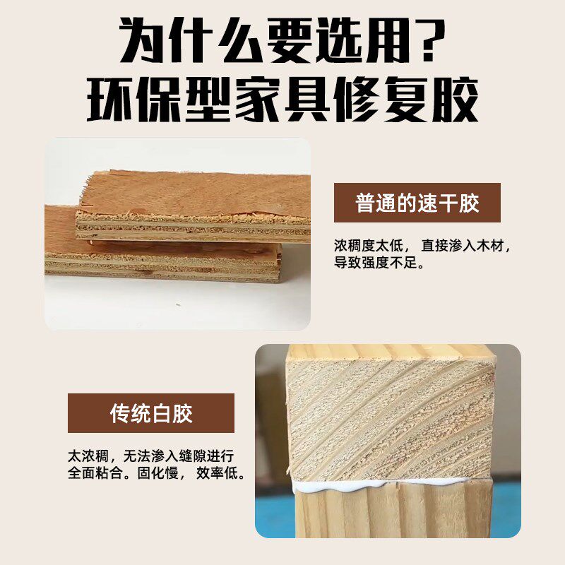 阿隆发粘家具修复木头快干胶速干强力粘得牢红木木材裂修复实木木