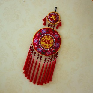 民族风刺绣布艺玄关壁挂 家居客厅玄关背景墙挂件店铺餐馆装饰品