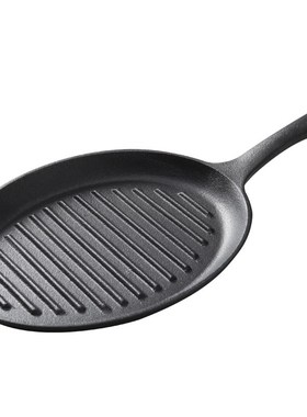 ioi椭圆迷你条纹牛排煎锅铸铁家用煎牛扒锅无涂层沾锅