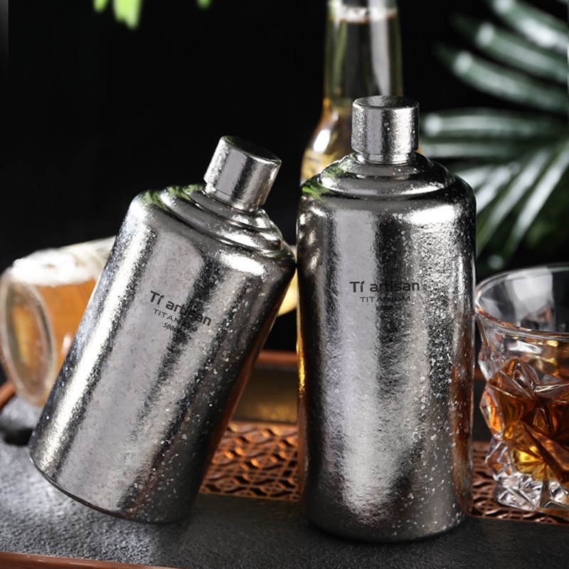 钛工匠纯钛酒壶一斤装家用白酒壶户外露营大容量纯钛酒瓶子钛酒壶