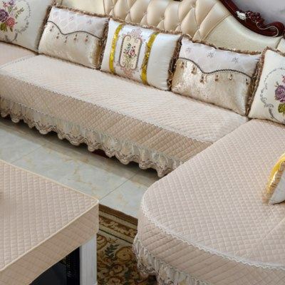 欧式沙发垫全包套罩  U型简欧布艺沙发毛绒坐垫套 防滑保护罩包邮