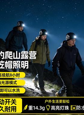 针织灯帽双层加厚户外照明徒步攀登防风保暖男女头笠帽可拆卸充电