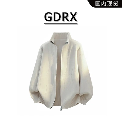GDR拉链开衫毛衣男款2025秋季新款立领宽松潮流针织衫上衣外套