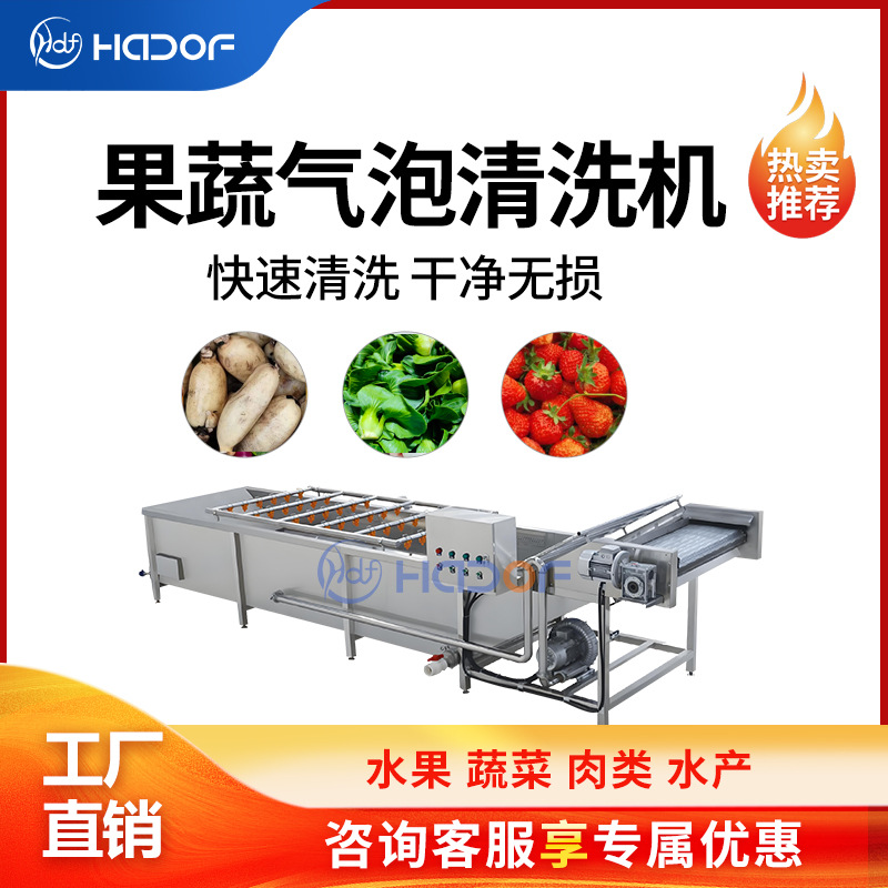 果蔬清洗机商用花菜空心菜气泡清洗风干设备毛豆清洗漂烫冷却线