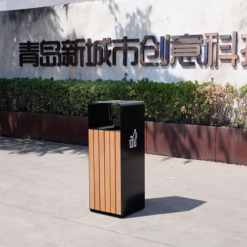 防腐木垃圾桶户外不锈钢创意环卫果皮箱果壳筒公共实木工厂定制