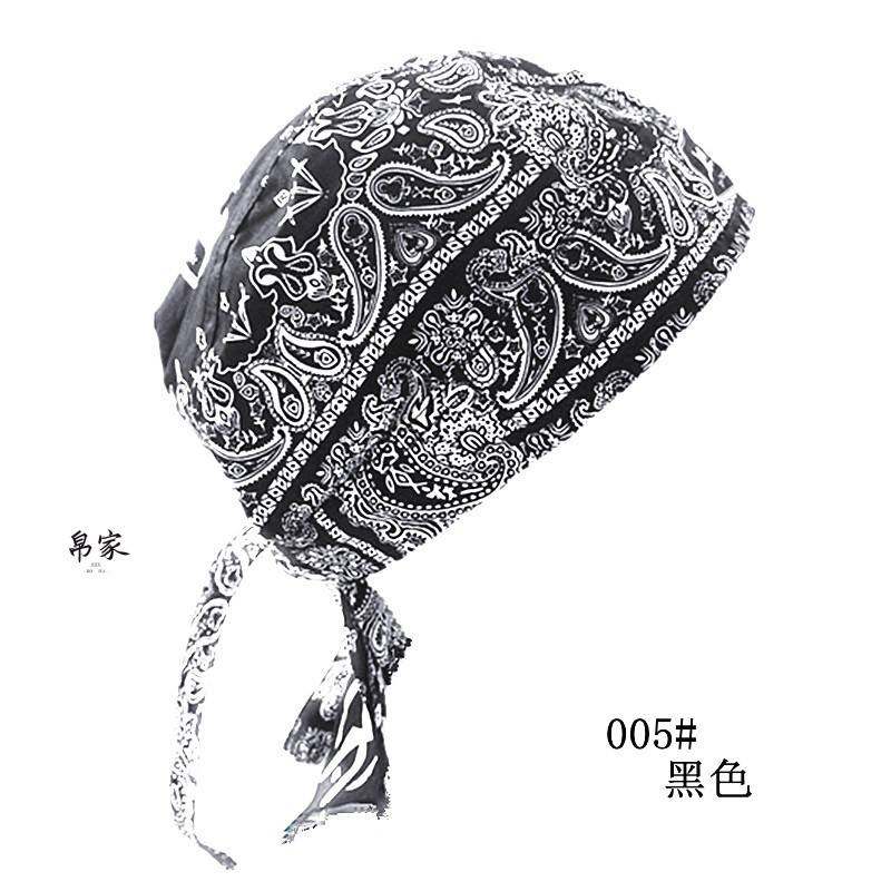 头巾帽子春秋薄款 海盗帽男宝宝 儿童 成人头巾 包头帽 黑色 嘻哈