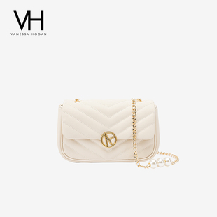 VH女包品牌五金系列雅然砰砰包2025新款珍珠链条单肩包菱格斜挎包