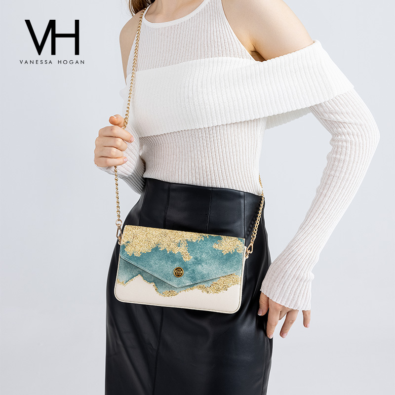 VH女包深海信封包高级感链条包国风刺绣单肩包山茶花新中式斜挎包