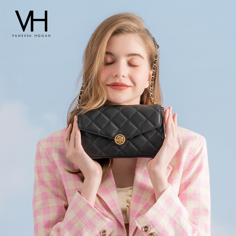 VH女包时尚轻奢山茶花方包单肩包