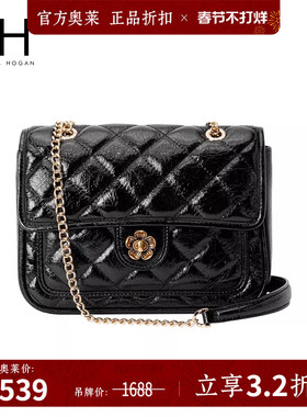 VH女包海棠菱格包头层牛皮油蜡包真皮单肩包链条菱格包复古斜挎包
