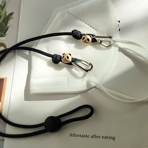 红色熊猫口罩挂绳 本命年 口罩 眼镜防丢挂链 口罩绳 幸运绳 黑色