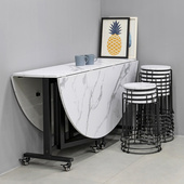 餐桌仿大理石餐椅圆桌子伸缩圆形饭桌大圆桌