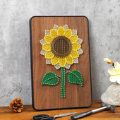 钉子绕线画向日葵手工太阳亲子解闷材料包玫瑰卡通装 饰画