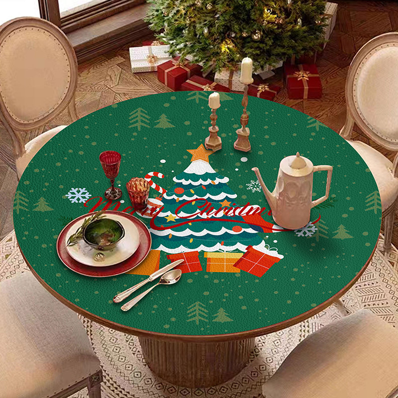 耶诞圆桌垫防水防油免洗餐桌隔热垫喜庆新年皮革壁纸圆形茶几垫,居家布艺,桌布,淘宝优惠券,粉丝福利购,淘宝优惠卷