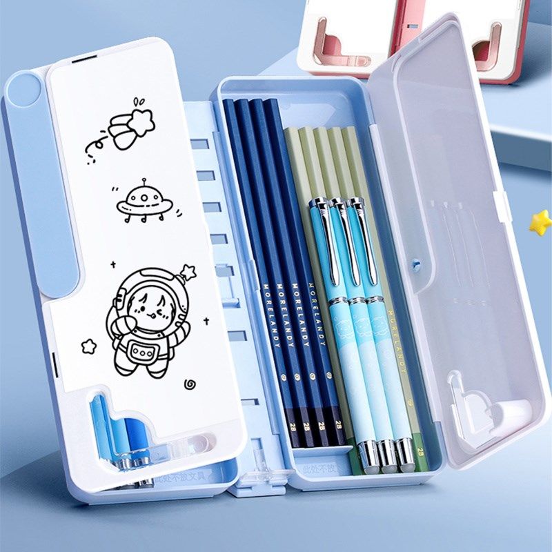 学生铅笔盒阅读书架笔盒调节升降读书架文具盒蛋仔派对