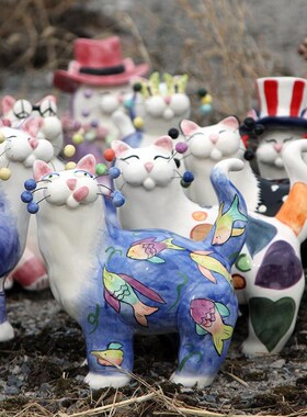 nno ion设计师款陶瓷手作手绘猫咪装饰存钱罐储蓄罐