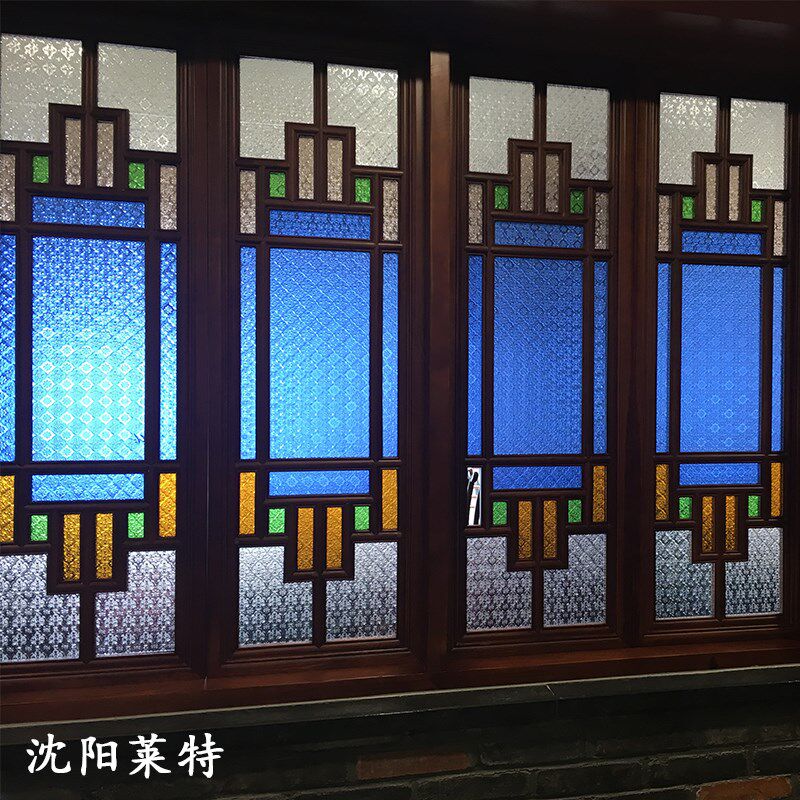 彩色压艺术复古满洲梅水波纹门镶嵌颜色