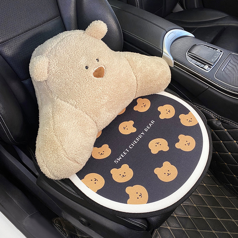 汽车腰靠靠垫护腰夏季汽车坐垫四季通用亚麻单片卡通爱座垫凉垫