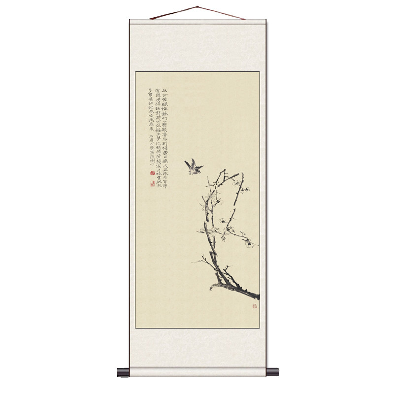 仿古画国画齐白石装饰四条屏挂画办公室客厅梅兰竹菊石涛卷轴挂画图片