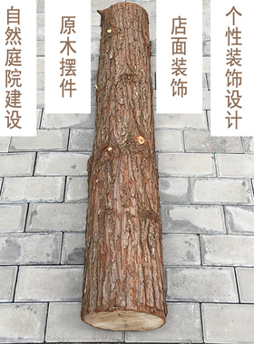 带皮大树干装饰圆木桩杉木头墩客厅民宿屏风酒吧空间立柱