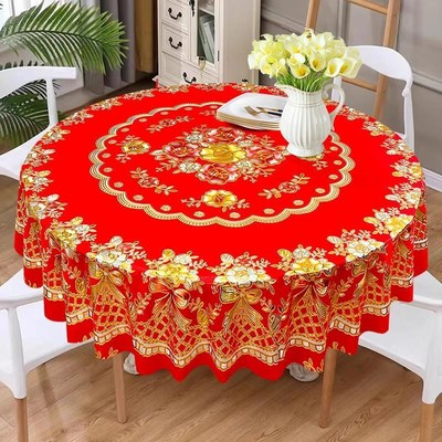 高级感加厚大圆桌布防水防烫防油PC台布酒店免洗新款圆形餐桌布