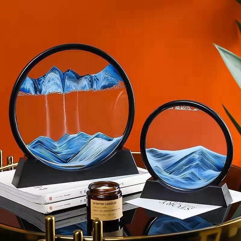 流沙画3D创意摆件解压艺术沙漏家居客厅办公室桌面书柜子装饰品图片