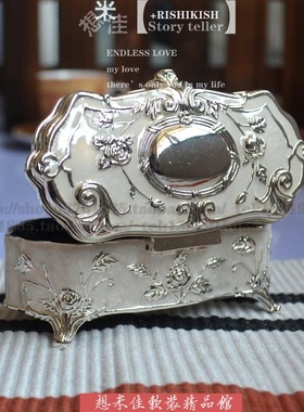 精品欧式棉签盒白色镀银牙签筒雕花牙签盒酒店家居装饰用品