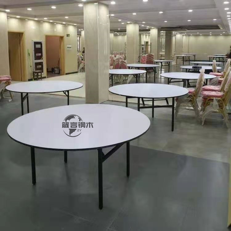 饭店家用酒店餐桌大圆桌子10人15人20人折叠PVC圆桌转盘圆台面板