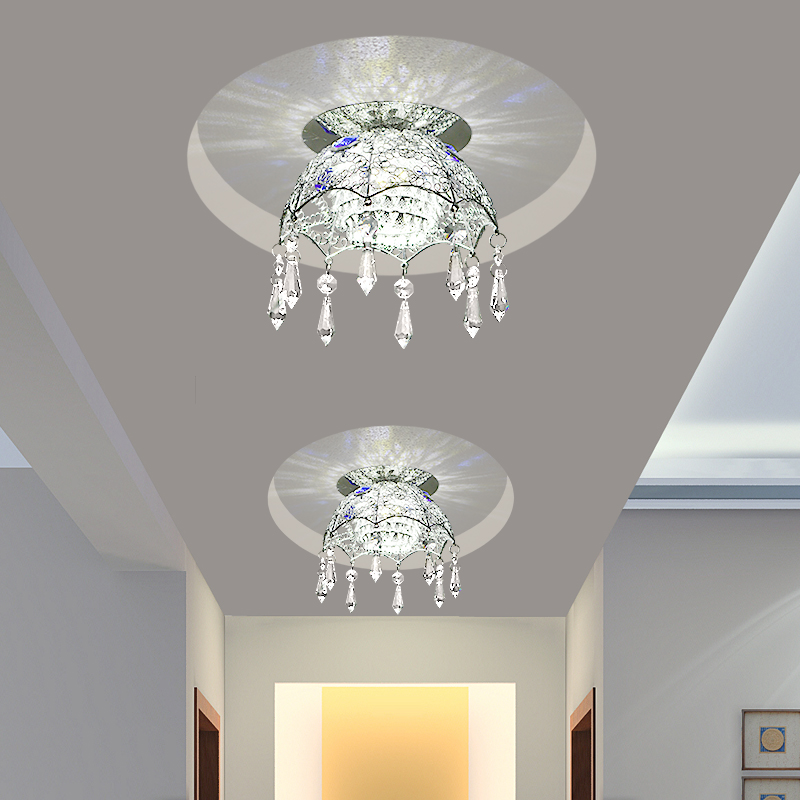 水晶现代时尚过道走廊灯创意led入户玄关灯暗装射灯吊珠灯明装灯