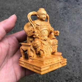 崖柏黄杨木雕哪吒三太子五营神将人物家用佛堂供奉装饰太子爷