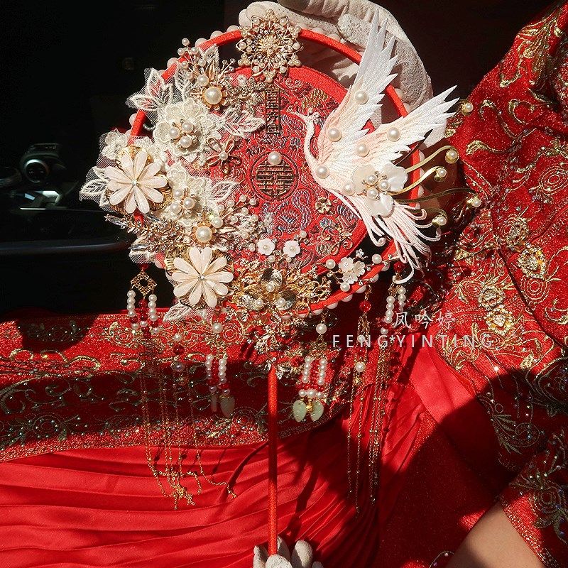 新娘婚礼结婚团扇di材料包喜扇秀禾服中式出嫁高级婚扇子成品,家居饰品,工艺扇/团扇/喜扇/折扇,淘宝优惠券,粉丝福利购,淘宝优惠卷