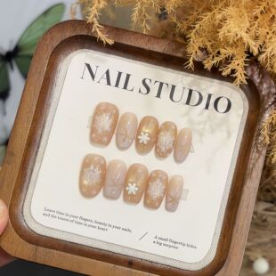 纯手工【冬日余晖】级雪花香槟渐变级优雅显白猫眼秋冬穿戴甲