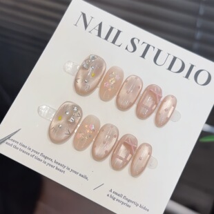 纯手工【泡泡猫咪】可爱彩绘波点粉嫩少女心通勤百搭时尚穿戴甲