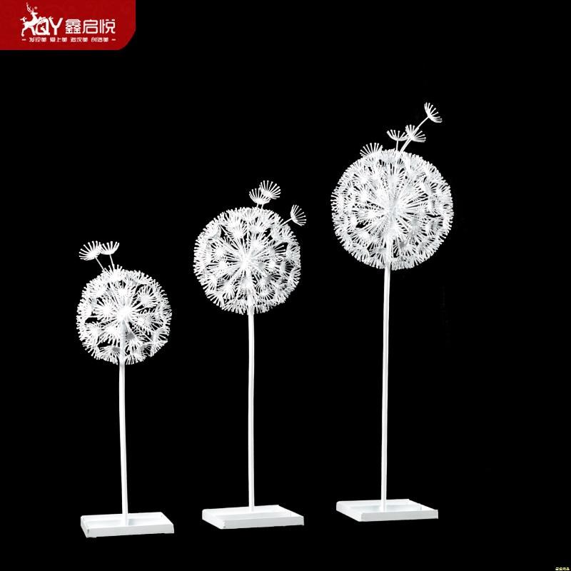 园林仿真植物不锈钢蒲公英雕塑铁i艺发光大摆件售楼部别墅草坪装