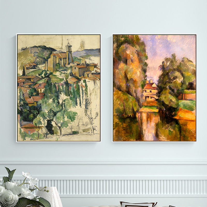 村子塞尚印刷仿制油画客厅卧室餐厅玄关风景建筑挂画背景墙装饰画