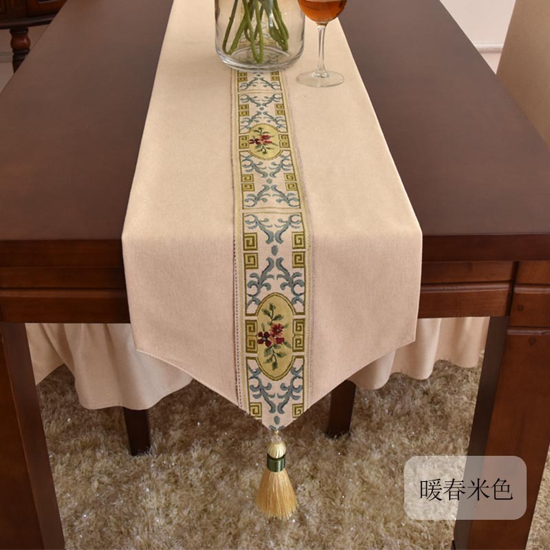 餐桌装饰布长条桌旗现代床尾巾桌布茶旗茶几电视柜布艺可订做