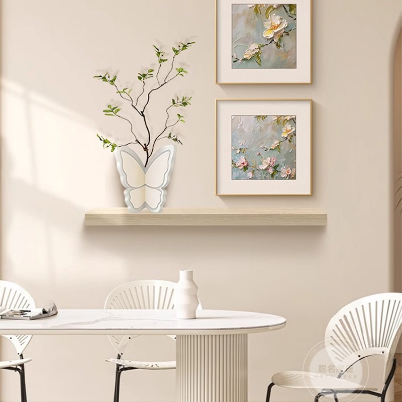奶油风餐厅装饰画客厅餐桌背景墙挂画2024新款玄关创意组合壁画图片