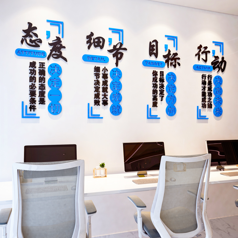 办公室激励志标语装饰画公司企业会议室文化墙背景布置自粘d立体