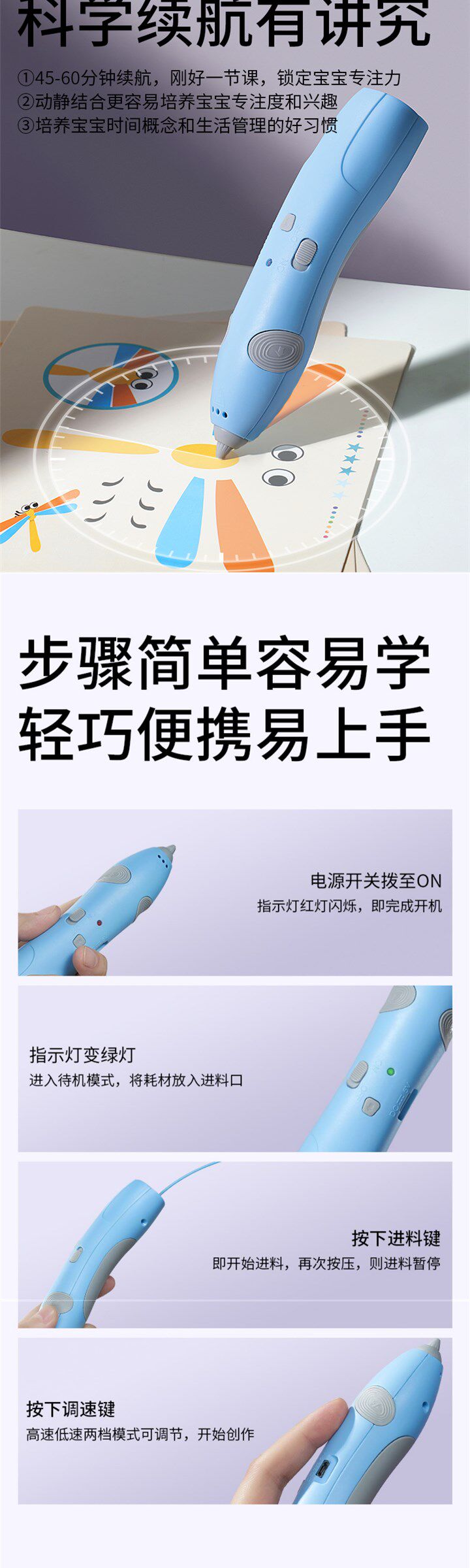 Ручка для граффити 科巢3d打印笔三d儿童款立体涂鸦绘画笔神笔马良女孩小学生卡通三 No brand