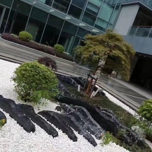 黑山石水钵切片石景观假山石异形枯山水流水造景异形石条工厂