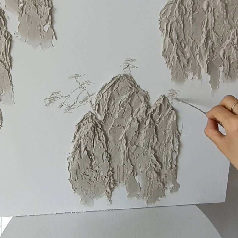 墙面浮雕画砂料矿物砂石膏粉装饰画浮雕手工diy材料佳肌理艺术漆图片