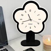 静音钟表摆放式 奶油风时钟创意客厅装 饰品新款