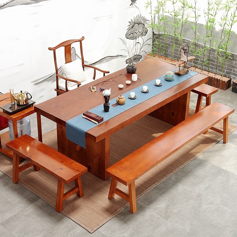 实木中式茶桌椅办公功夫茶台客厅家用茶几泡茶桌茶具装一体