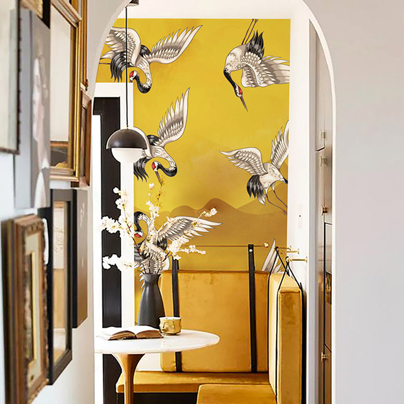 N法式仙鹤玄关美化装饰墙卧室改装壁纸屏风自粘纸,家装主材,自贴墙纸/自粘墙纸,淘宝优惠券,粉丝福利购,淘宝优惠卷